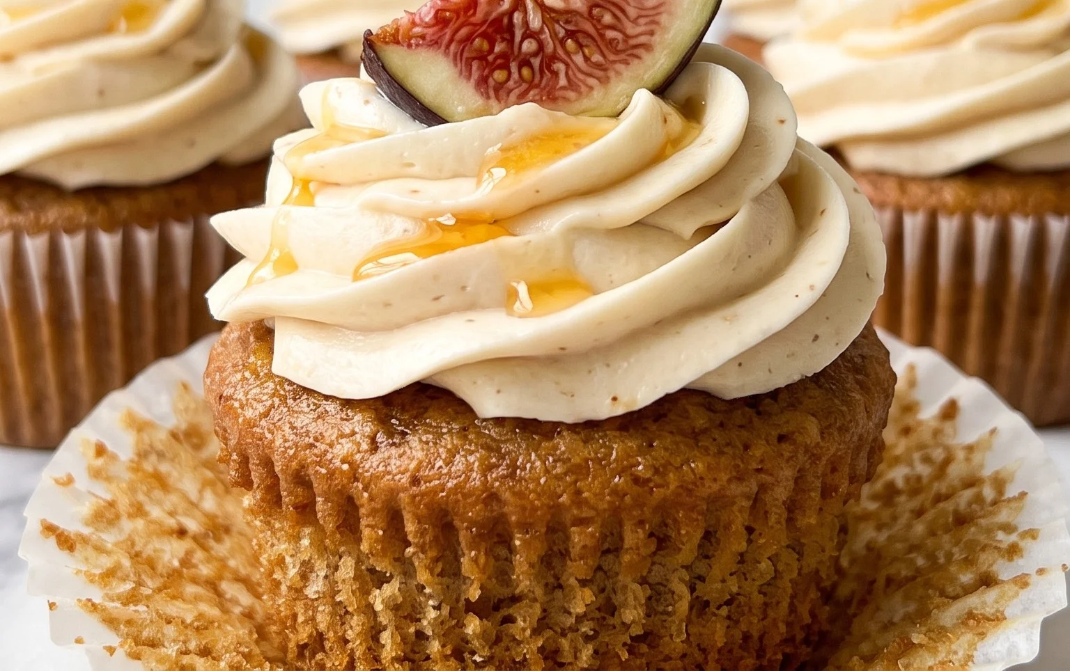 Fig Cupcakes with Honey Cream Cheese Frosting