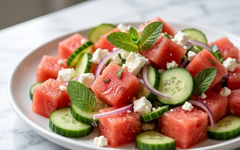 Watermelon Salad with Cucumber and Feta
