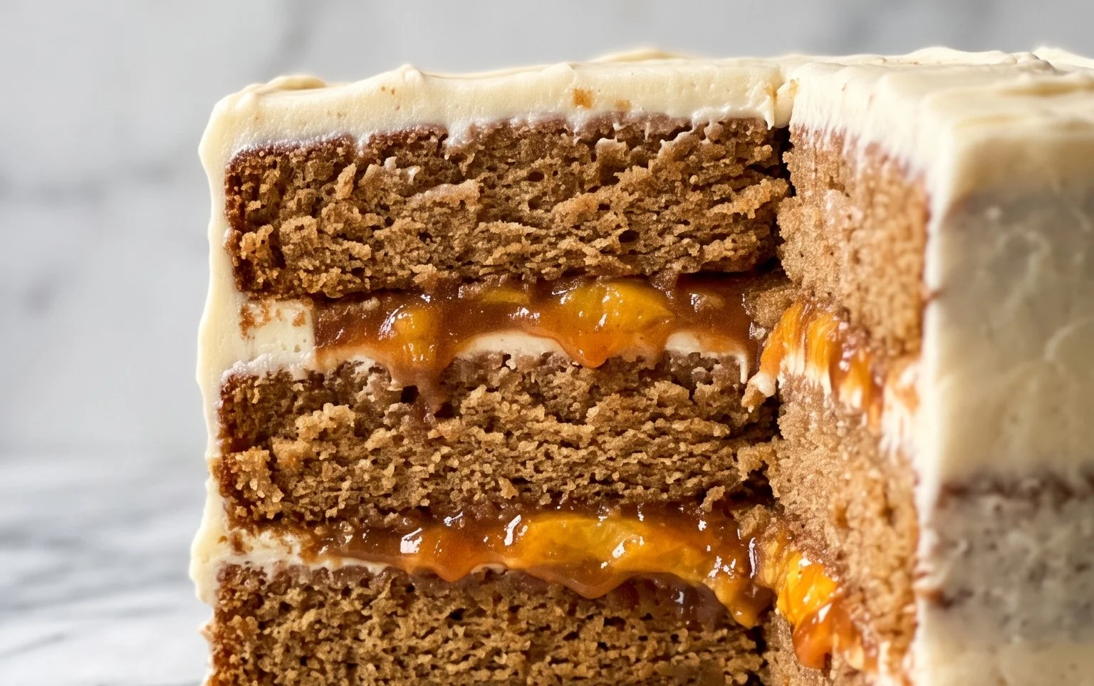 Brown Sugar Layer Cake with Peach Filling