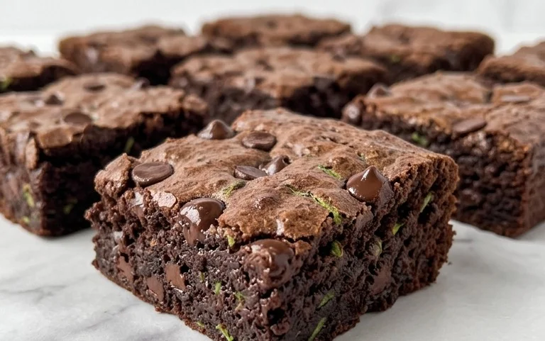 Fudgy Dark Chocolate Zucchini Brownies